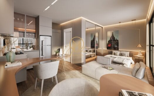 Apartamento de 38m² privativos no Batel – modernidade, bem-estar e localização premium